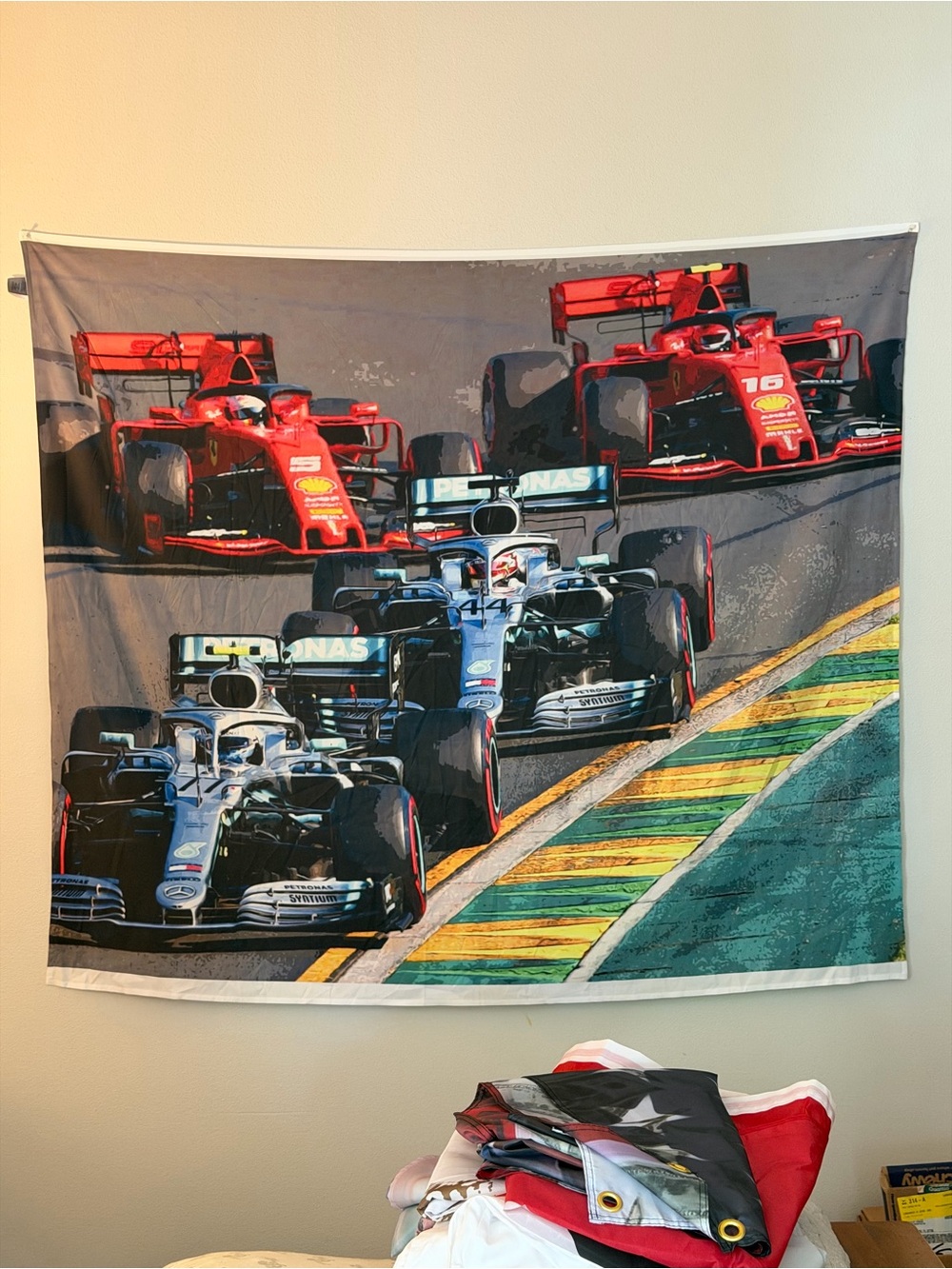 Racing Cars Wall Tapestry - Red, Black, Blue